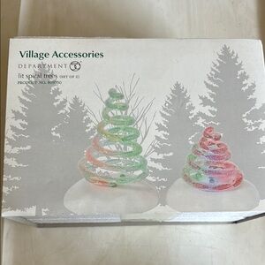 Village Accessories Lit Spiral Trees set of 2 #809350